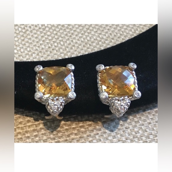 Pre-loved Judity Ripka "Clip" Citrine Stud Earrings! - Picture 1 of 4